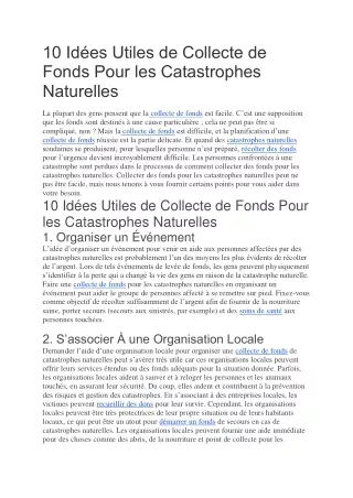 10 Idées De Collecte De Fonds Pour Les Catastrophes Naturelles