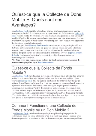 Collecte De Fonds Mobile Pour Les Organisations à But Non Lucratif