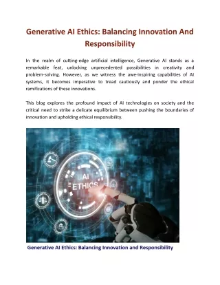Generative AI Ethics: Balancing Innovation And Responsibility