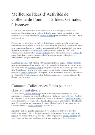 15 Idées D'activités De Collecte De Fonds  Collectez Des Fonds Pour Une Association Caritative WhyDonate