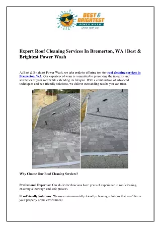 Expert Roof Cleaning Services In Bremerton, WA | Best &  Brightest Power Wash