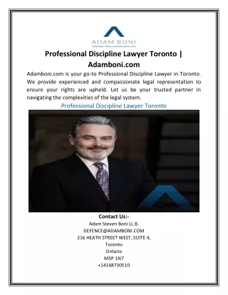 Professional Discipline Lawyer Toronto | Adamboni.com