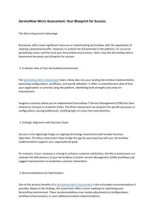 ServiceNow Micro Assessment: Your Blueprint for Success