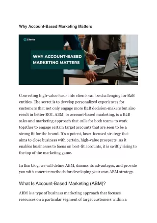 Why Account-Based Marketing Matters