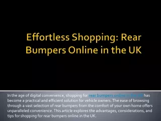 Effortless Shopping Rear Bumpers Online in the UK