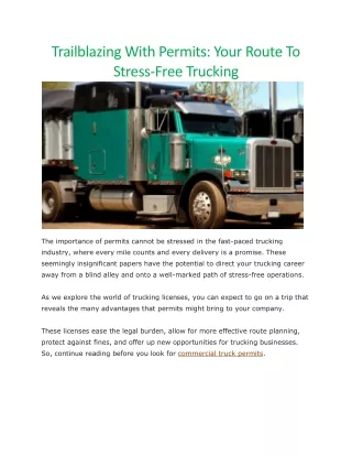 Commercial truck permits