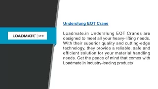Underslung Eot Crane Loadmate.in