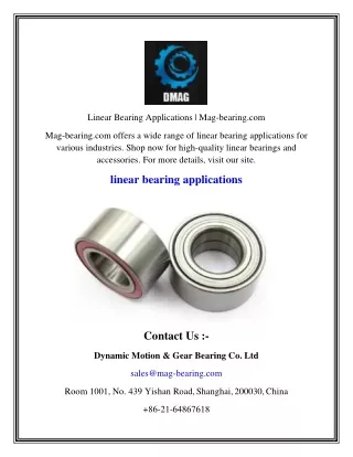 Linear Bearing Applications   Mag-bearing