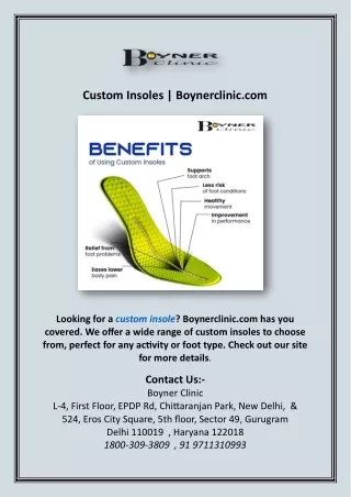 Custom Insoles | Boynerclinic.com