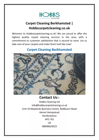 Carpet Cleaning Berkhamsted  Hobbscarpetcleaning.co.uk