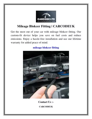Mileage Blokcer Fitting   CARCODEUK