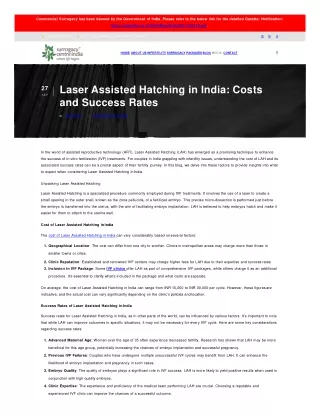 Laser Assisted Hatching in India: Costs and Success Rates