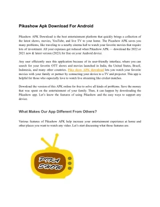 Pikashow Apk Download For Android