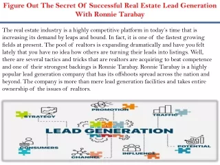 Figure Out The Secret Of Successful Real Estate Lead Generation With Ronnie Tarabay