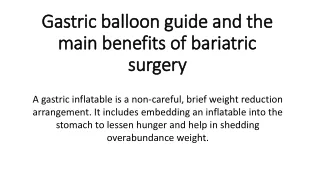 Gastric balloon guide and the main benefits of bariatric surgery