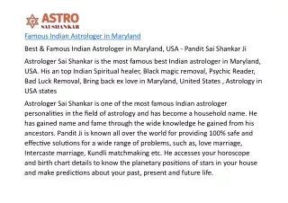 Famous Indian Astrologer in Maryland