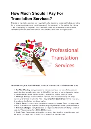 How much should I pay for translation services?