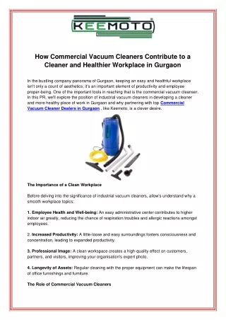 How Commercial Vacuum Cleaners Contribute to a Cleaner and Healthier Workplace in Gurgaon (2)