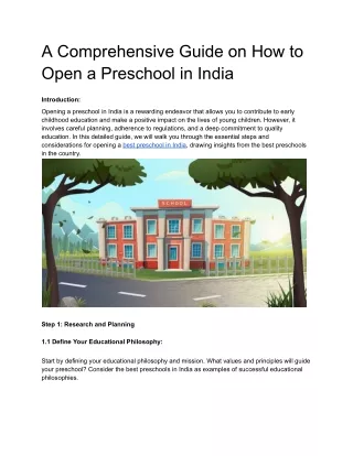 A Comprehensive Guide on How to Open a Preschool in India