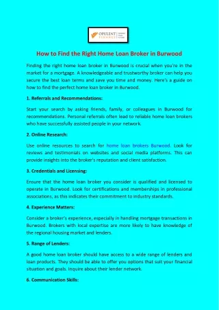 How to Find the Right Home Loan Broker in Burwood