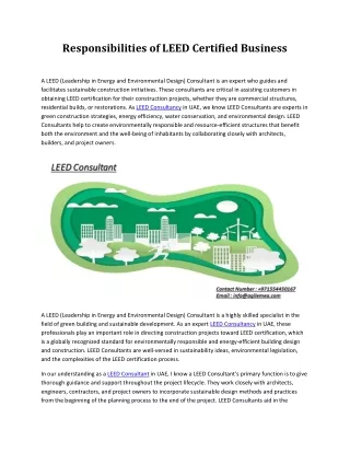 Responsibilities of LEED Certified Business