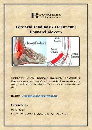 Peroneal Tendonitis Treatment | Boynerclinic