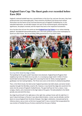 England Euro Cup The finest goals ever recorded before Euro 2024