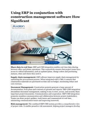 Using ERP in conjunction with construction management software How Significant