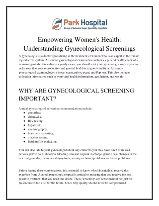 Empowering Women’s Health: Understanding Gynecological Screenings