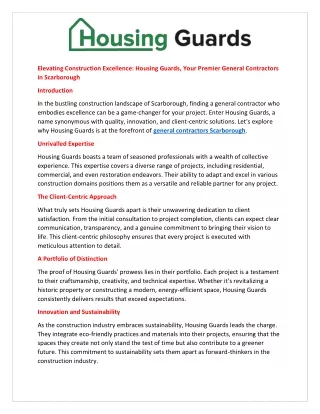 Elevating Construction Excellence: Housing Guards, Your Premier General Contract