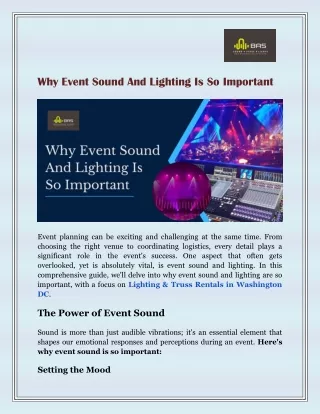 Why Event Sound And Lighting Is So Important