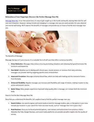 Finding Bliss: Your Guide to the Best Massage Near Me