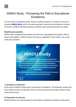 IGNOU Study - Pioneering the Path to Educational Excellence