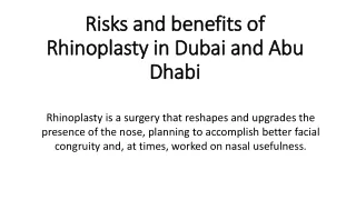 Risks and benefits of rhinoplasty in Dubai and Abu Dhabi