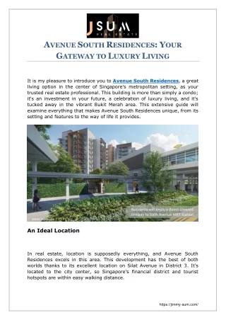 AVENUE SOUTH RESIDENCES YOUR GATEWAY TO LUXURY LIVING