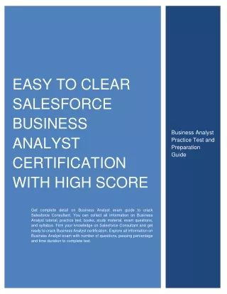 Easy to Clear Salesforce Business Analyst Certification with High Score