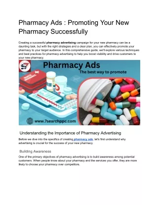 Pharmacy Ads _ Promoting Your New Pharmacy Successfully
