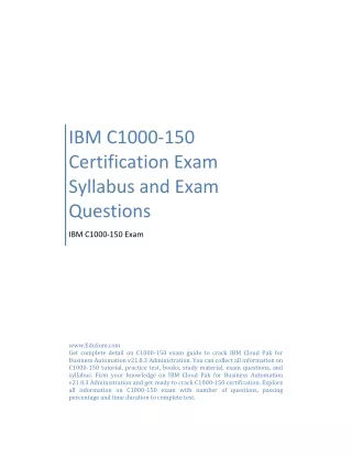 IBM C1000-150 Certification Exam Syllabus and Exam Questions