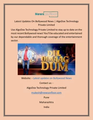 Latest Updates On Bollywood News  AlgoDox Technology Private Limited