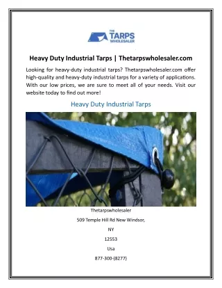 Heavy Duty Industrial Tarps  Thetarpswholesaler.com