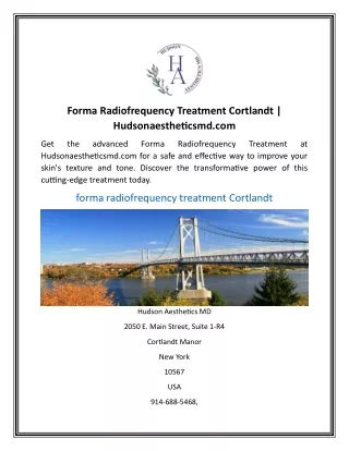 Forma Radiofrequency Treatment Cortlandt  Hudsonaestheticsmd.com