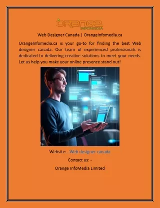 Web Designer Canada  Orangeinfomedia.ca