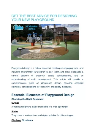 Get the best advice for designing your new playground - Caloo Ltd