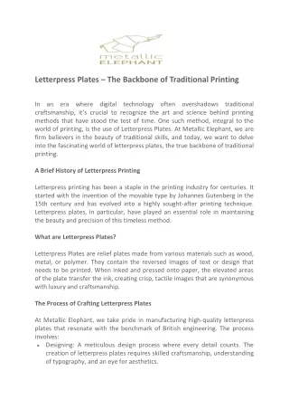 Letterpress Plates – The Backbone of Traditional Printing - Metallic Elephant