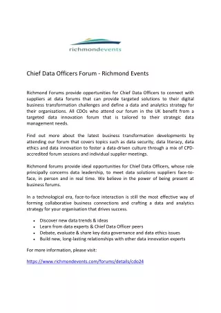 Chief Data Officers Forum - Richmond Events