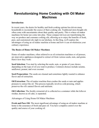 Oil Making Machine for Home Price