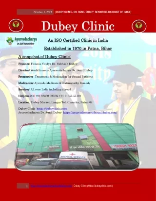 A Synopsis of Best Sexologist in Patna, Bihar India - Dr. Sunil Dubey