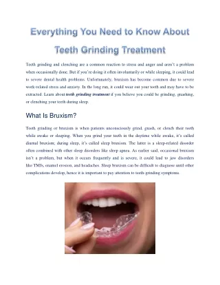 All That You Need To Know About Teeth Grinding Treatment