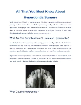 Hyperdontia Surgery: Causes, Cost, Recovery