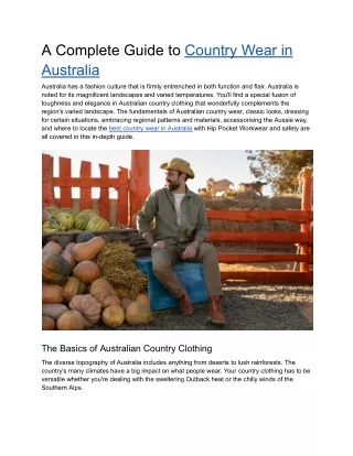 A Complete Guide to Country Wear in Australia